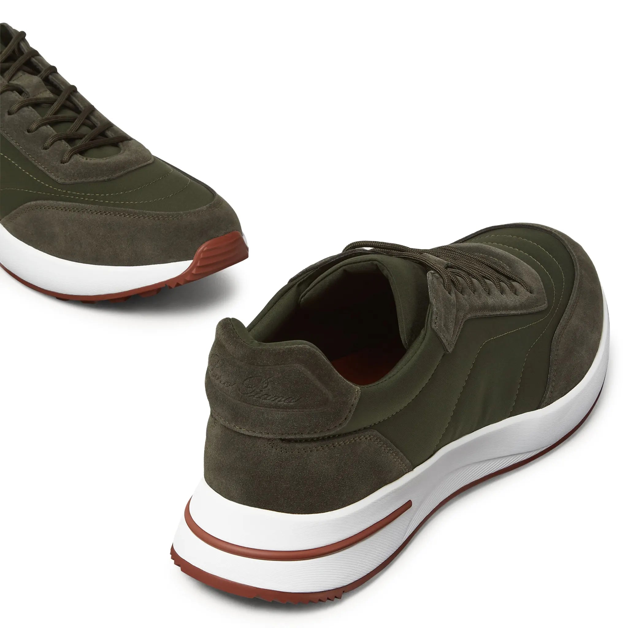 Back Side View of Loro Piana Week End Walk Ireland Green Sneaker FAP9780_5406